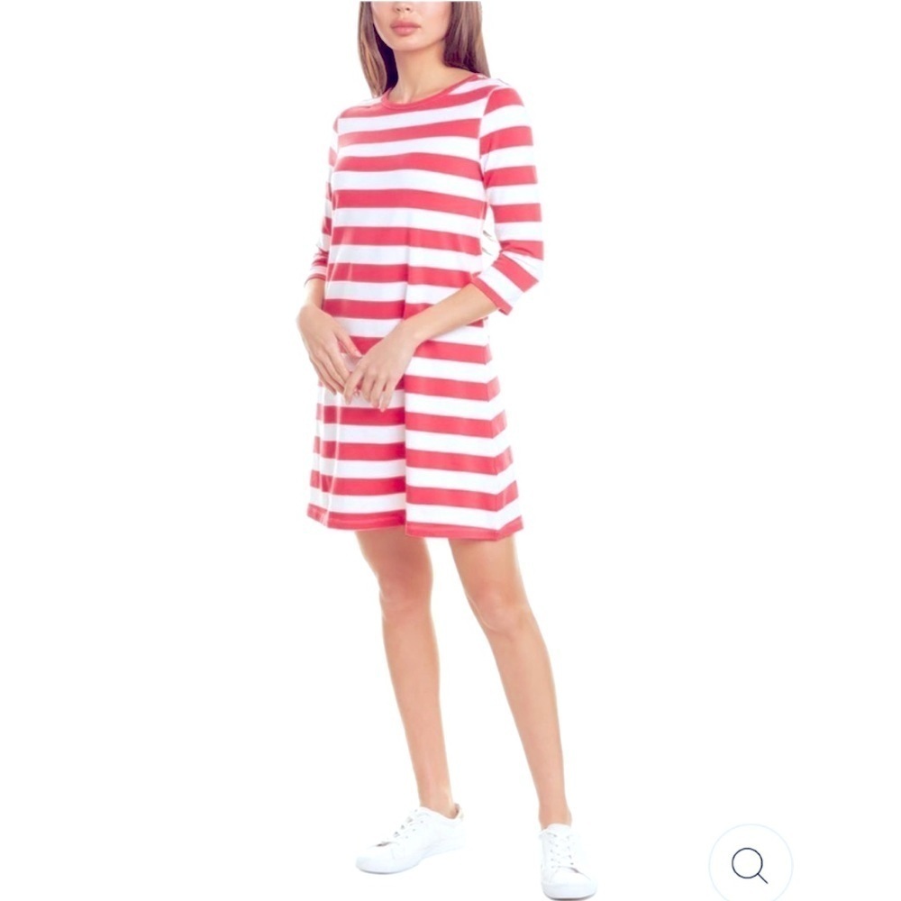 Tyler Boe Alexa stripped red & white rugby dress - Picture 3 of 4